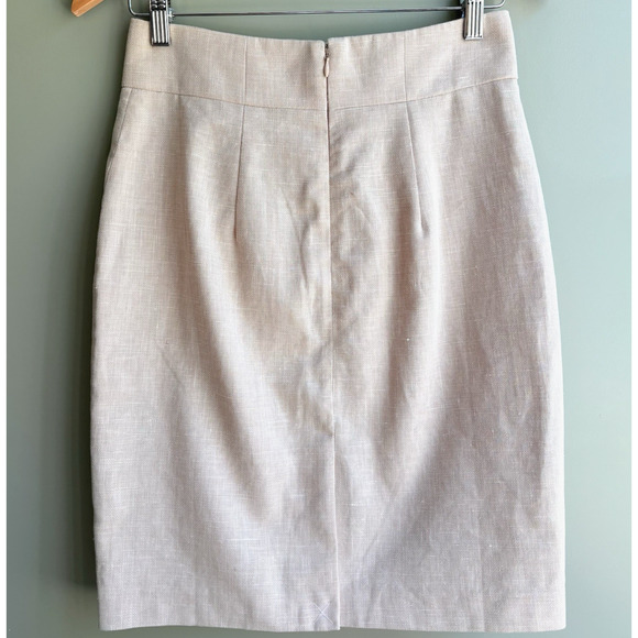Ann Taylor Linen Blend Pencil Skirt Beige Khaki Lined Work Office Career 2P - Picture 4 of 11